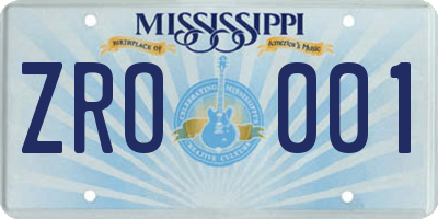 MS license plate ZRO001
