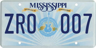 MS license plate ZRO007