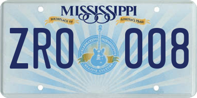 MS license plate ZRO008