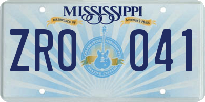 MS license plate ZRO041