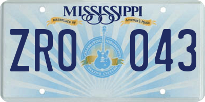 MS license plate ZRO043