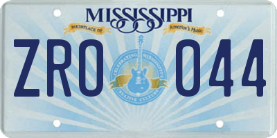 MS license plate ZRO044