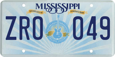 MS license plate ZRO049