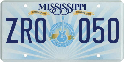 MS license plate ZRO050