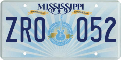 MS license plate ZRO052