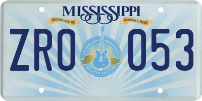 MS license plate ZRO053