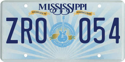 MS license plate ZRO054
