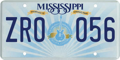 MS license plate ZRO056