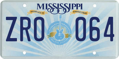 MS license plate ZRO064