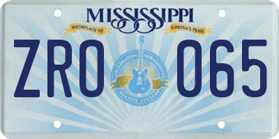 MS license plate ZRO065