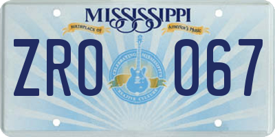 MS license plate ZRO067