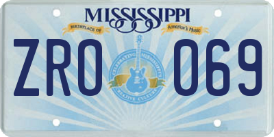 MS license plate ZRO069