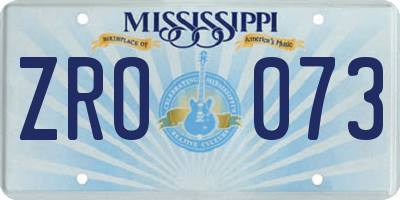 MS license plate ZRO073