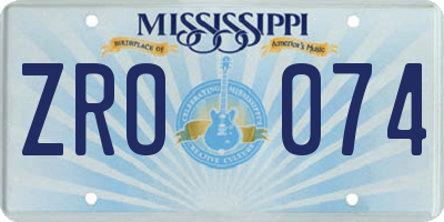 MS license plate ZRO074