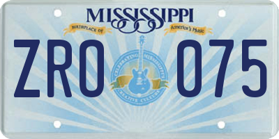 MS license plate ZRO075
