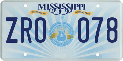 MS license plate ZRO078