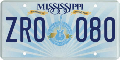 MS license plate ZRO080