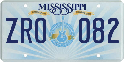 MS license plate ZRO082