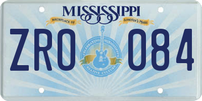 MS license plate ZRO084