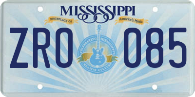 MS license plate ZRO085