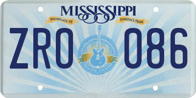 MS license plate ZRO086