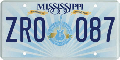 MS license plate ZRO087