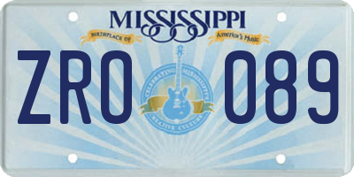 MS license plate ZRO089