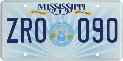 MS license plate ZRO090