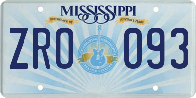 MS license plate ZRO093