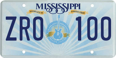 MS license plate ZRO100