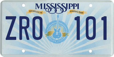 MS license plate ZRO101