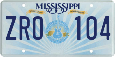 MS license plate ZRO104