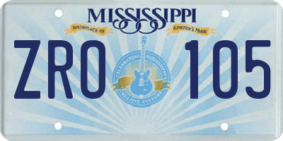 MS license plate ZRO105