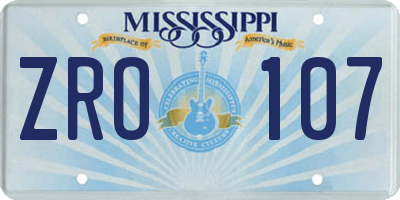 MS license plate ZRO107