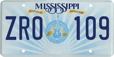 MS license plate ZRO109