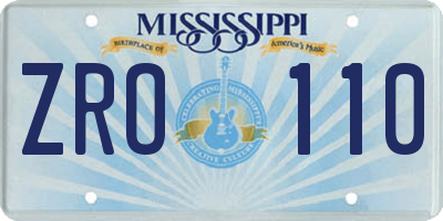 MS license plate ZRO110