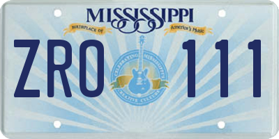 MS license plate ZRO111