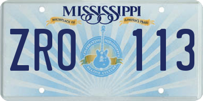 MS license plate ZRO113