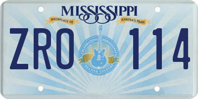MS license plate ZRO114