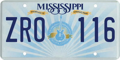 MS license plate ZRO116