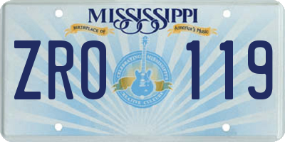 MS license plate ZRO119