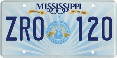 MS license plate ZRO120