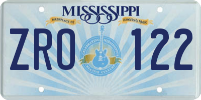 MS license plate ZRO122