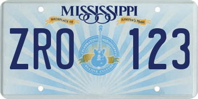 MS license plate ZRO123