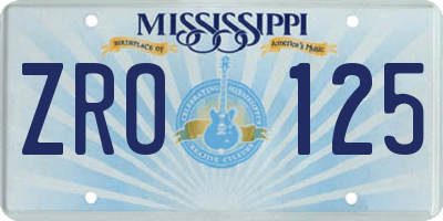 MS license plate ZRO125