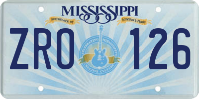 MS license plate ZRO126