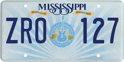MS license plate ZRO127