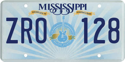 MS license plate ZRO128