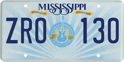 MS license plate ZRO130