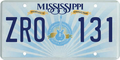 MS license plate ZRO131